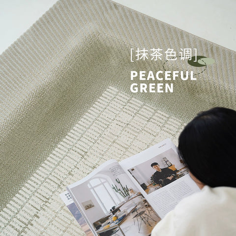 Cream Wind Carpet Living Room Green Coffee Table Blanket Geometric Pattern Modern Simple High-grade Light Luxury Short Hair Blended Blanket Surface