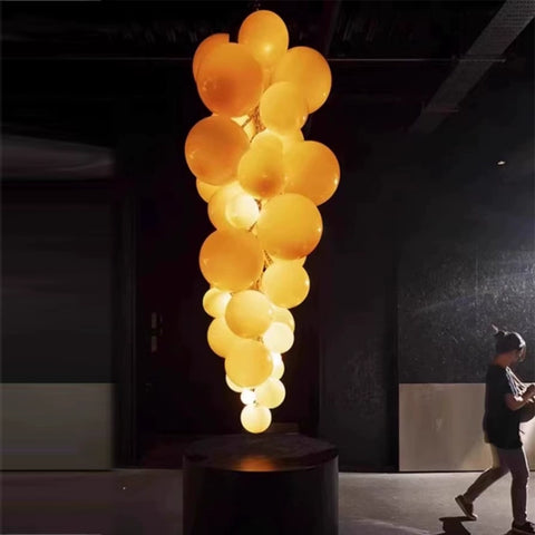 Italian Grape Fruit Theme Restaurant Grape Chandelier Empty Staircase Clubhouse Glass Lighting
