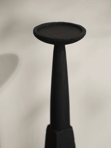 Shaped Wabi Candle Holder Solid Wood Carbonized Japanese Retro Old Chinese Zen Floor Candle Holder Decorative Ornament