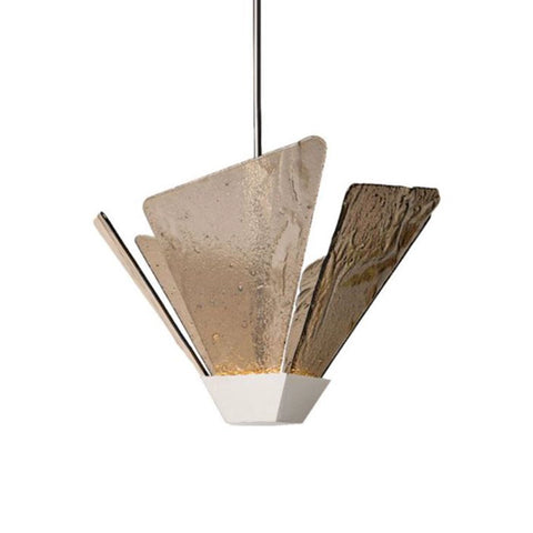 Fan Chandelier SHARD Antique Copper Snowflake Stone Glass Club Restaurant Light, Villa Bar Decorative Light