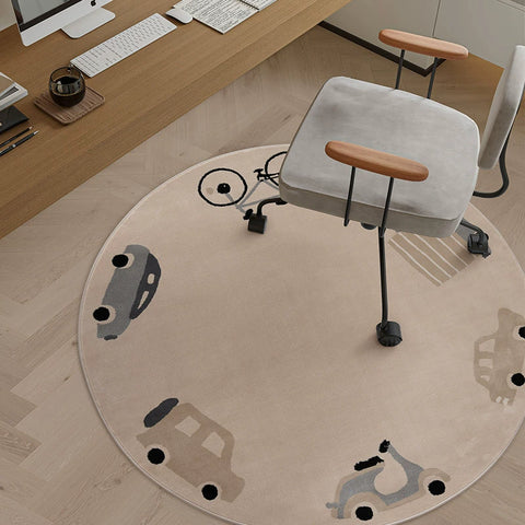 Round carpet children waterproof leave-in washable bedroom reading area under desk boys and girls thickened crawling mat cartoon
