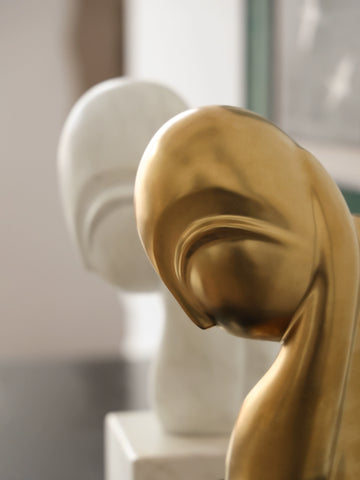 "The Thoughts of Boccani" Brancusi Replica Sculpture, Minimalist Art Imitation Stone Texture Decorative Ornament