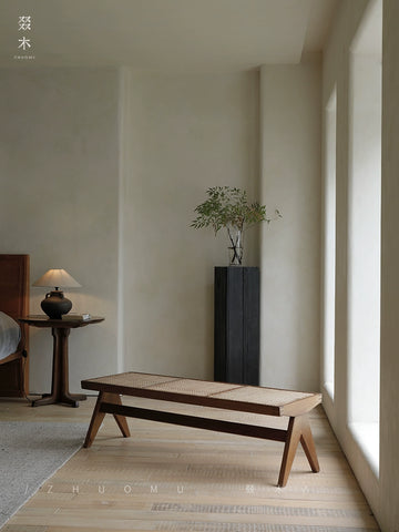 Wood | Chandigarh Dining Table Bench Dining Chair Solid Wood Rattan Shoe Changing Stool Bedside Stool Bedroom Medieval Furniture