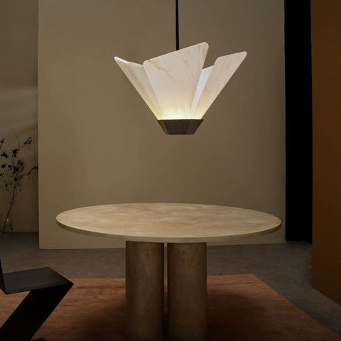 Fan Chandelier SHARD Antique Copper Snowflake Stone Glass Club Restaurant Light, Villa Bar Decorative Light