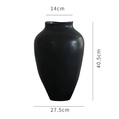 Shape French Medieval Nanyang Style Ceramic Vase Home Decoration Porch Hydroponic Black and White Retro Flower Ornament