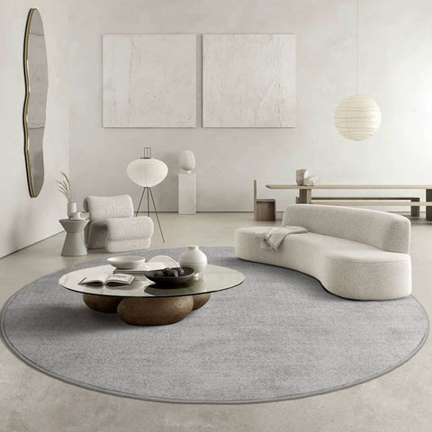 Solid Color Round Carpet Light Luxury Home Living Room Bedroom Bedside Blanket Study Balcony Khaki Gray Thickened Can Be Customized