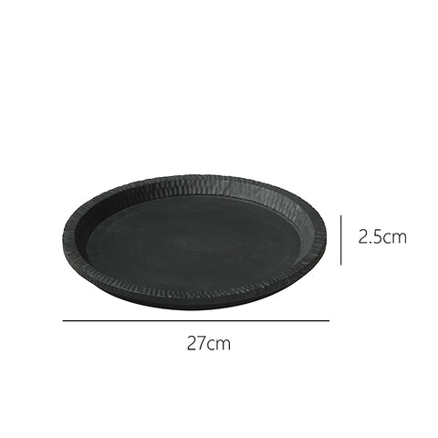 Shaped Wabi Wind Carbonized Wood Restaurant Tray Round Solid Wood Handmade Wabi Sabi Fruit Plate Jewelry Storage Plate