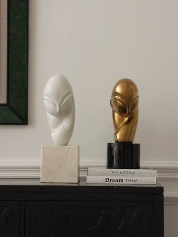 "The Thoughts of Boccani" Brancusi Replica Sculpture, Minimalist Art Imitation Stone Texture Decorative Ornament