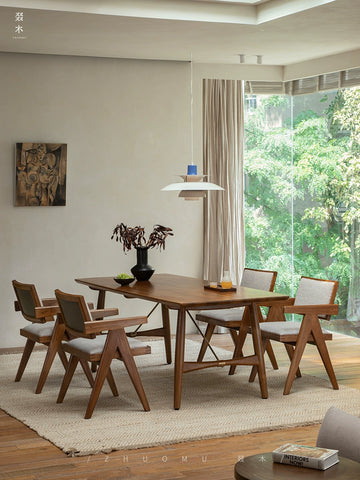 Wood | Chandigarh Chair\ Wabi Sand Chinese Antique Indonesian Teak Armrest Dining Chair Homestay Designer Desk Chair