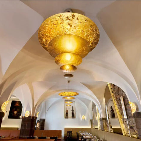 Italian Modern Light Luxury Restaurant Living Room Villa Overhanging Gold Leaf Chandelier