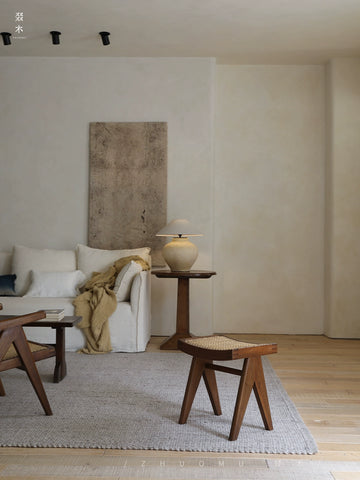 Wood/Chandigarh Stool | Shoe Changing Stool Household Solid Wood Rattan Low Stool Foot Pedal Wabi Sandy Wind Medieval Furniture