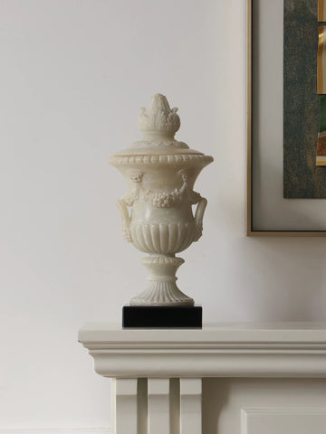Formal French Style Antique Imitation Jade Vase Ornament - Designer European Style Living Room Entryway Decoration Flower Vase