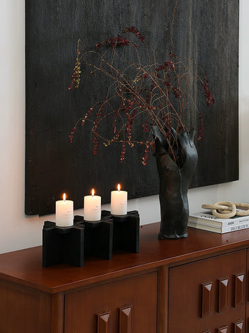 Charcoal Wood on The Shape, Black Candlestick, Ceramic Vase, Flower Arrangement, Living Room Entrance, Antique Home Decoration Pendulum