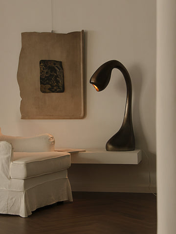 Shaped Living Room Floor Lamp Retro Wabi Wind 2025 New Swan Medieval Lamp Designer Clothing Store Desk Lamp