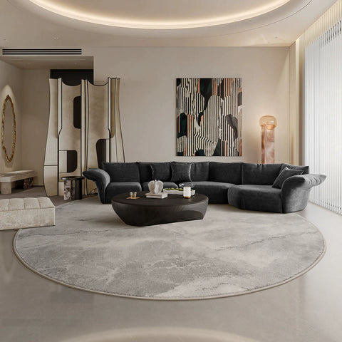 Round carpet living room modern minimalist style light luxury high-end Italian wabi sabi nordic minimalist flat sofa blanket