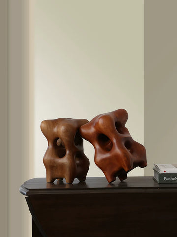 Hartoyo: Classic Reproduction - Exquisite Geometric Solid Wood Sculpture - Vintage-inspired Desktop Ornament