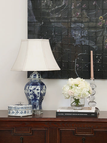 Shape French Court Table Lamp Chinese Style Blue and White Ceramic Lamp Living Room Bedroom Atmosphere Home Art Retro Decoration