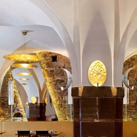 Italian Modern Light Luxury Restaurant Living Room Villa Overhanging Gold Leaf Chandelier