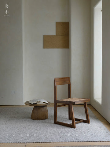 Wood/Chandigarh Chair | PJ Chair Japanese Wabi Sansan Medieval Style Furniture Solid Wood Rattan Backrest Dining Chair