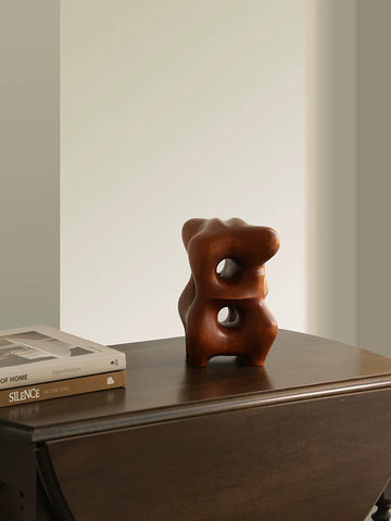 Hartoyo: Classic Reproduction - Exquisite Geometric Solid Wood Sculpture - Vintage-inspired Desktop Ornament