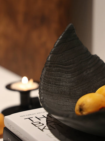 Wabi-sabi Wind Carbonized Wood Fruit Plate Japanese-style Homestay Home Tea Room Snack Storage Incomplete Wooden Desktop Decoration Ornament