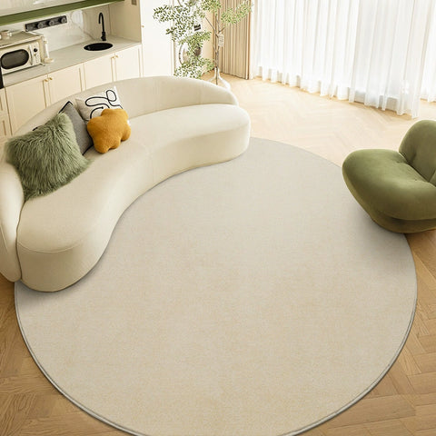 Solid Color Round Carpet Light Luxury Home Living Room Bedroom Bedside Blanket Study Balcony Khaki Gray Thickened Can Be Customized