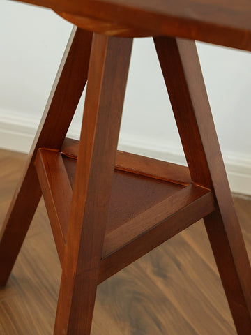 Shape Medieval Flower Stand Tripod Solid Wood Base Double-layer Storage Living Room Model House Bed and Breakfast Floor Sculpture Table Flower Table