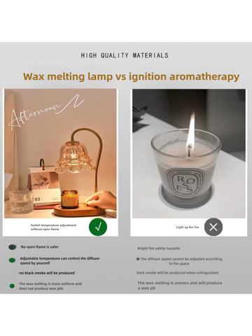Lily of the Valley Aromatherapy Lamp Melted Wax Lamp Retro Decorative Lamp Bedroom Bedside Lamp Ambient Light Fireless Fragrance Desk Lamp · Walnut Base - Knob Switch (Free Aromatherapy * 1 + Bulb * 2)